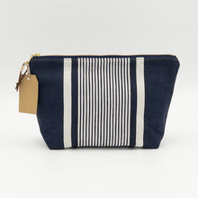 Load image into Gallery viewer, Antique French Denim Ticking Large Zipper Pouch