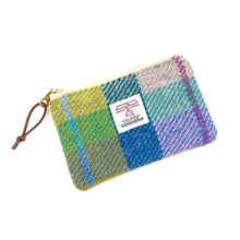 Load image into Gallery viewer, Aqua and Chartreuse Tartan Coin Pouch