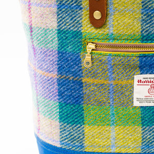 Aqua and Chartreuse Tartan Bucket Bag