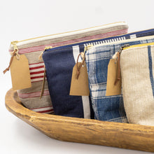Load image into Gallery viewer, Antique French Denim Ticking Large Zipper Pouch