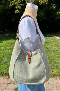 Green Herringbone Hobo Bag