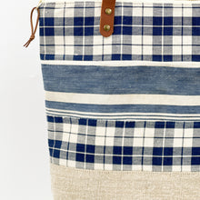 Load image into Gallery viewer, Antique French Kelsch Plaid and Hemp Linen Zipper Top Tote 1
