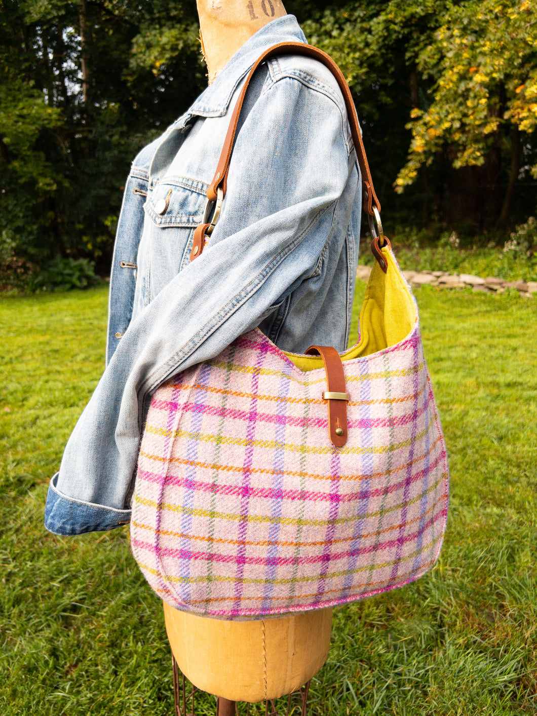 Pink Tartan Hobo Bag