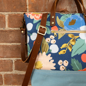 Rifle Paper Company Blue Floral Bucket Bag