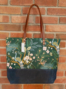 Extra Large Dark Green Peacock Tote