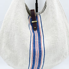 Load image into Gallery viewer, Vintage European Grain Sack Hobo Bag - Blue and Red Stripe