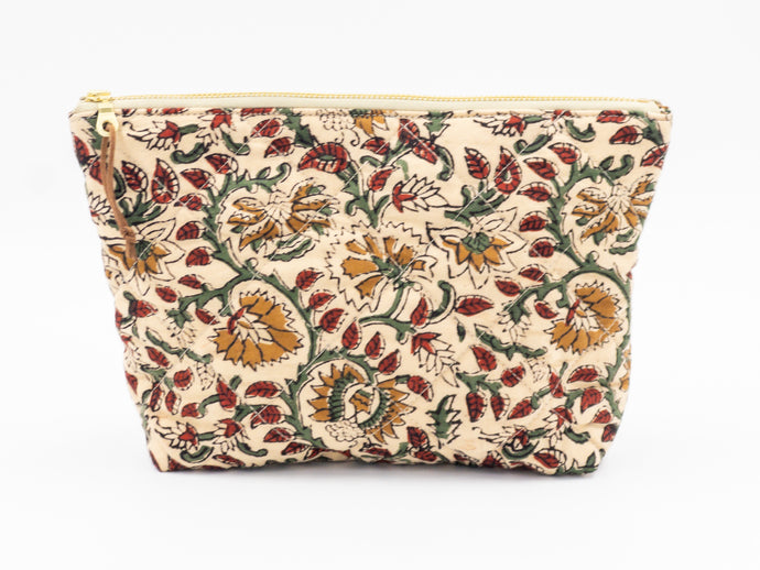 Marari 1 Quilted Indian Cotton Large Zipper Pouch
