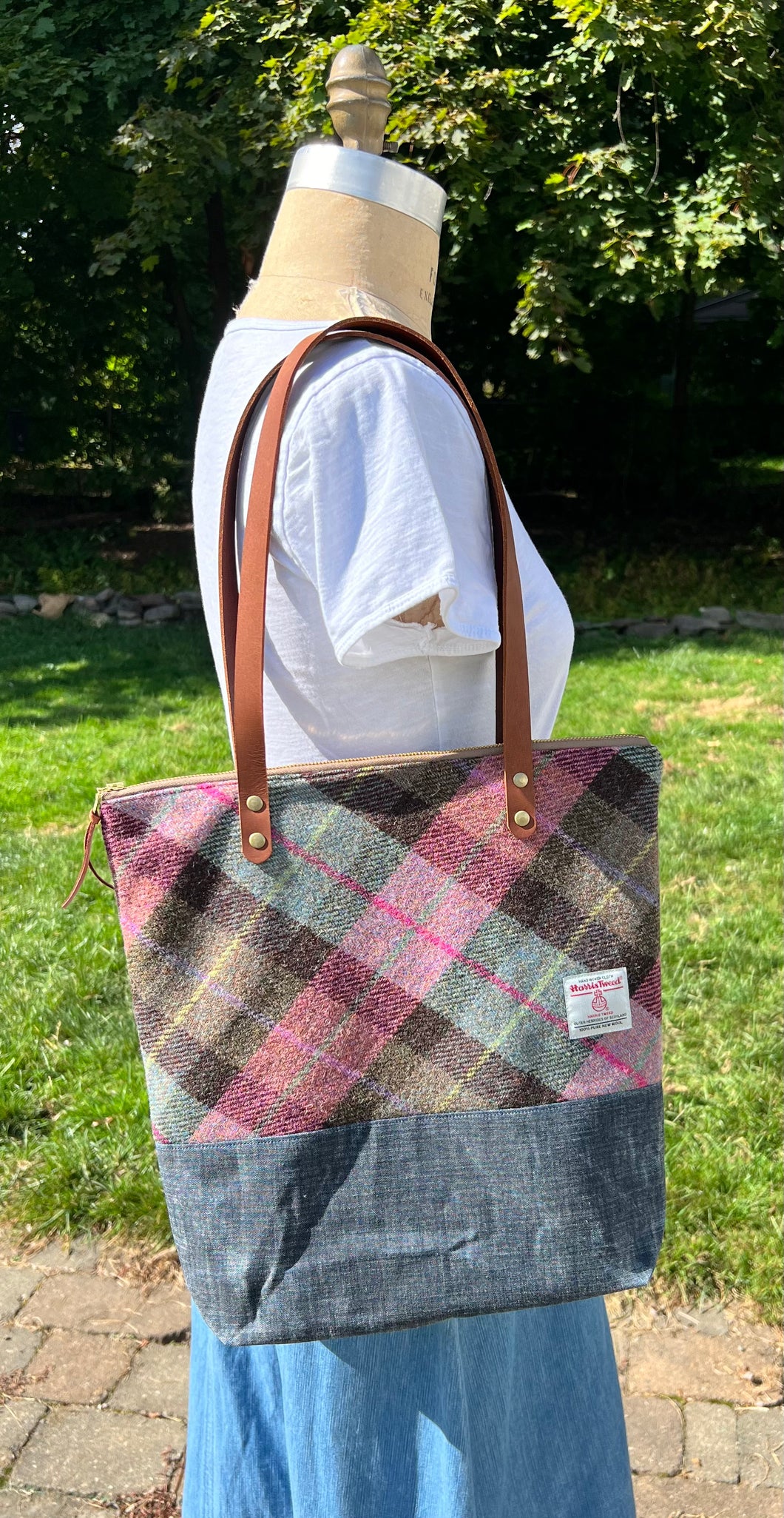 Tartan Zipper Top Tote