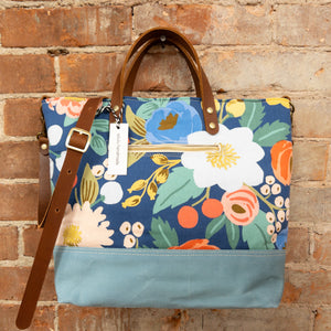 Rifle Paper Company Blue Floral Bucket Bag