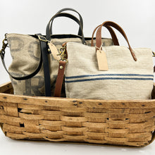 Load image into Gallery viewer, Antique French Herringbone Woven Grain Sack Bucket Bag