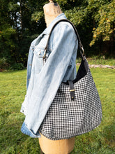 Load image into Gallery viewer, Black and White Houndstooth Hobo Bag