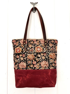 Leela Quilted Indian Cotton Zipper Top Tote