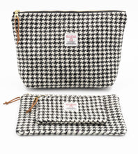 Load image into Gallery viewer, Black and White Houndstooth Large Zipper Pouch