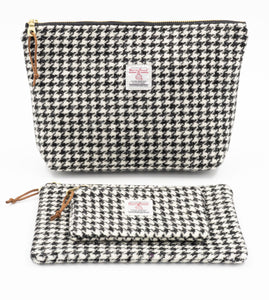 Black and White Houndstooth Large Zipper Pouch