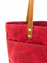 Load image into Gallery viewer, Red Waxed Canvas Tote